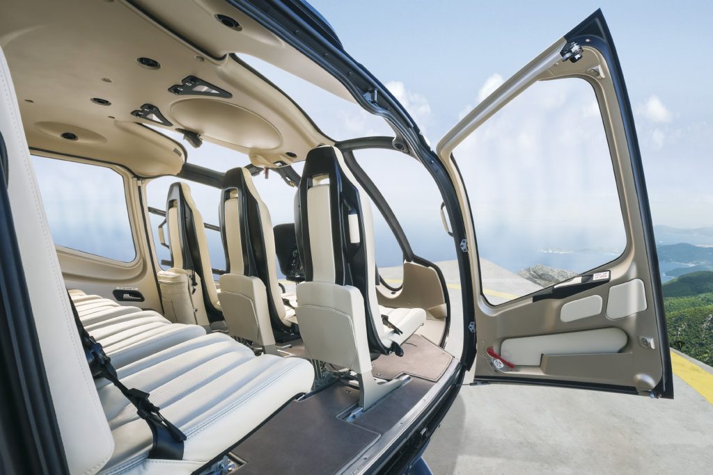 aston martin airbus ach180 helicopter interior in grey